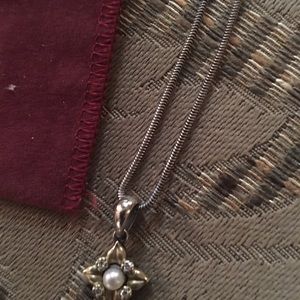 Lagos 18 KT Diamond Pearl Sterling Necklace MINT